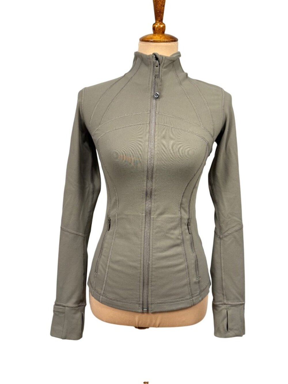 Lululemon Define Jacket Womens Size 6 Olive Green Luon Full Zip Thumbholes Yoga